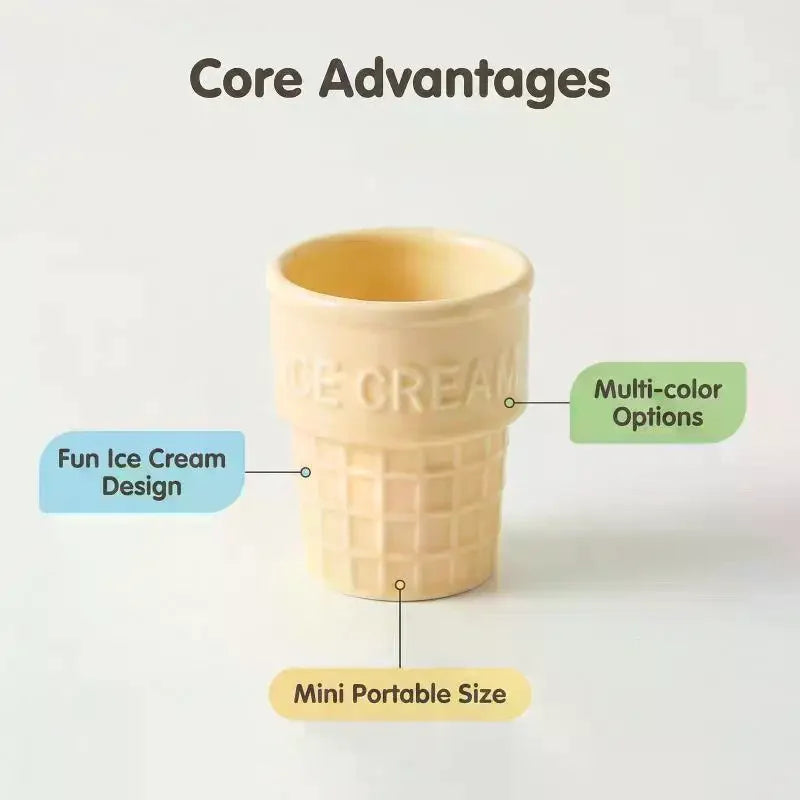 Ceramic Ice Cream Cup | Waffle Cone Dessert Mug | Cute & Colorful