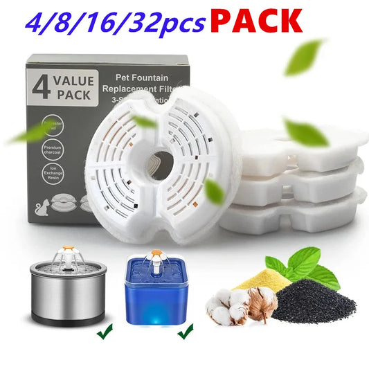 Activated Carbon Pet Fountain Filters – 4 to 32 Pack Fountain Filter Set Peaceful Pleasures Health and Wellness