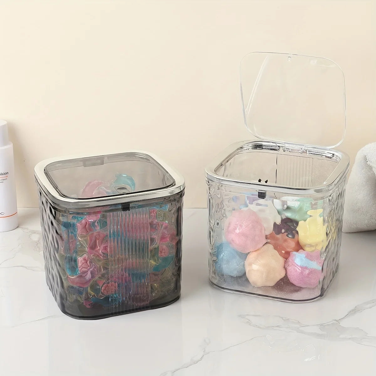 Laundry & Dishwasher Pods Container – Waterproof Square PET Storage Box for Laundry Room Organization