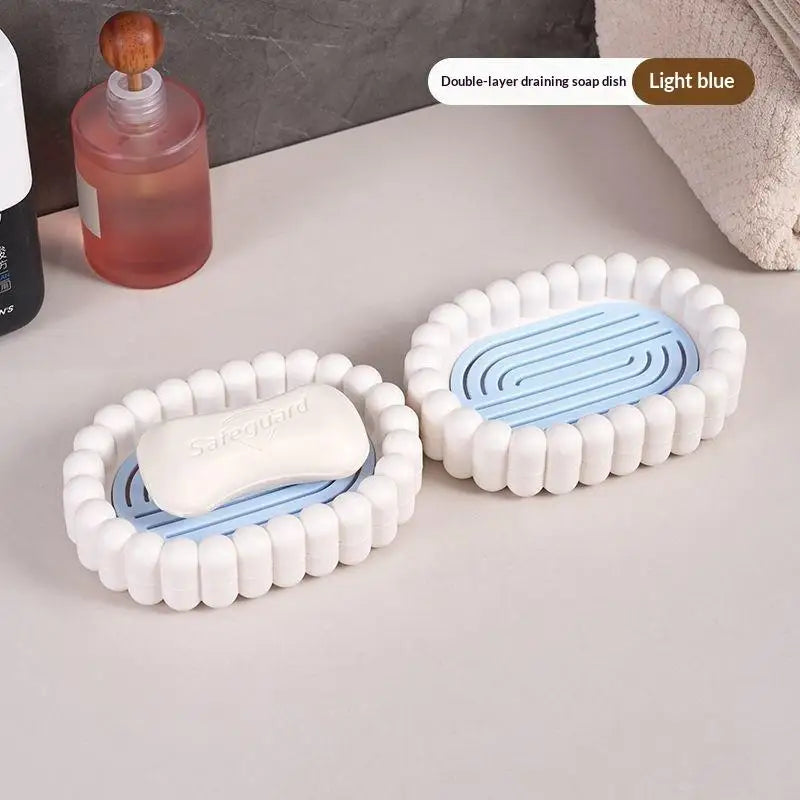 Portable Bathroom Soap Tray with Integrated Draining System Durable Longlast Plastic Peaceful Pleasures Health and Wellness Blue