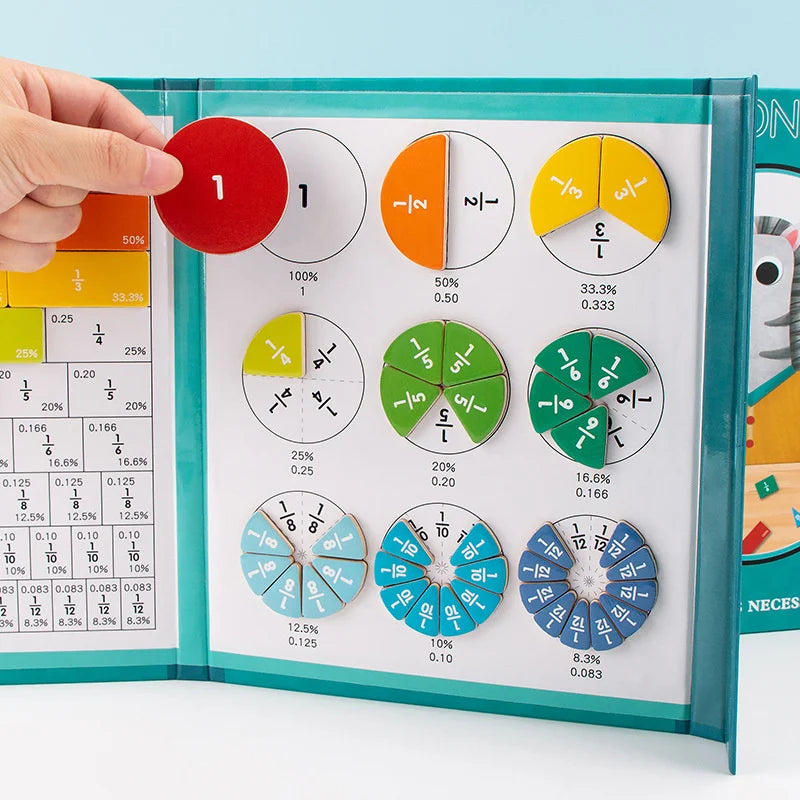 Magnetic Fraction Puzzle Book – Montessori Math Toy for Kids