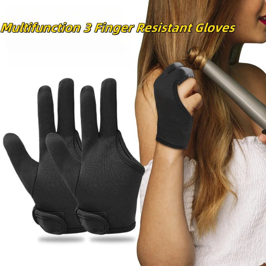 3 Finger Heat Resistant Gloves Mittens Protection Gloves Curling Wand Glove Reusable Heat Geat Gloves Barber Hair Styling Tools Peaceful Pleasures Health and Wellness