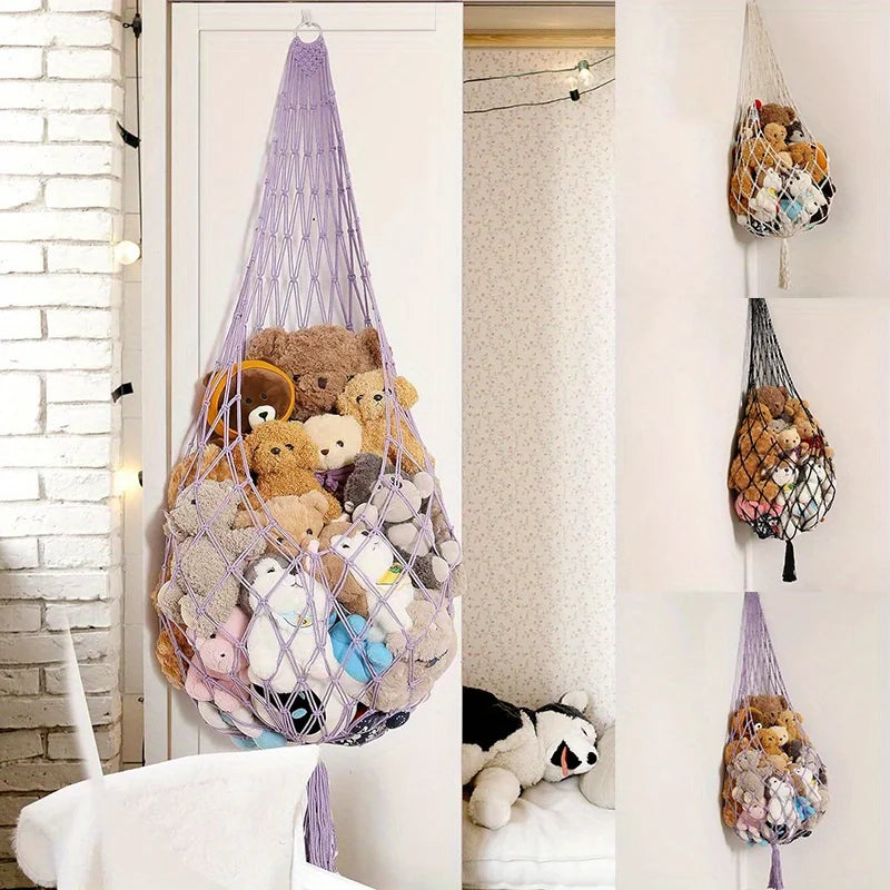 Large Macrame Stuffed Animal Hammock | Boho Corner Toy Storage Toy Storage Hammock Peaceful Pleasures Health and Wellness