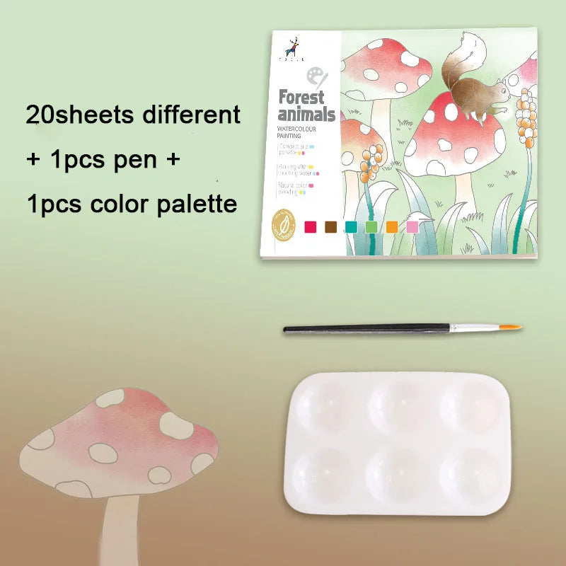 20Page Children's Creative Watercolor Painting Book Fairy Ocean
