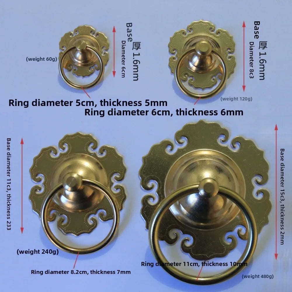 Antique Brass Cabinet Pull Ring Handle | Retro Drawer Door Knob