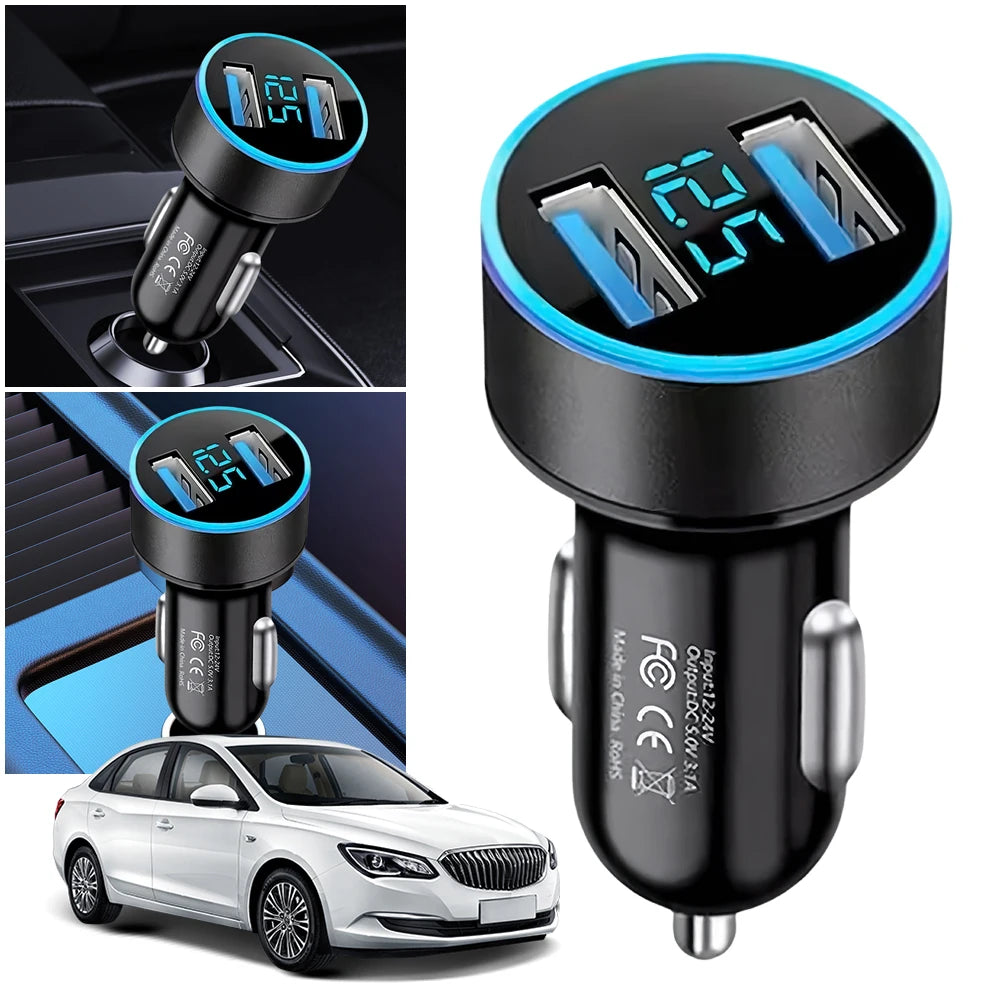 36W Car Fast Charger – Dual USB PD & QC3.0 with Voltage Display Peaceful Pleasures Health and Wellness