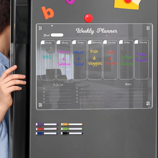 A4 Weekly Planner Magnetic Board Transparent Acrylic Memo Note Peaceful Pleasures Health and Wellness