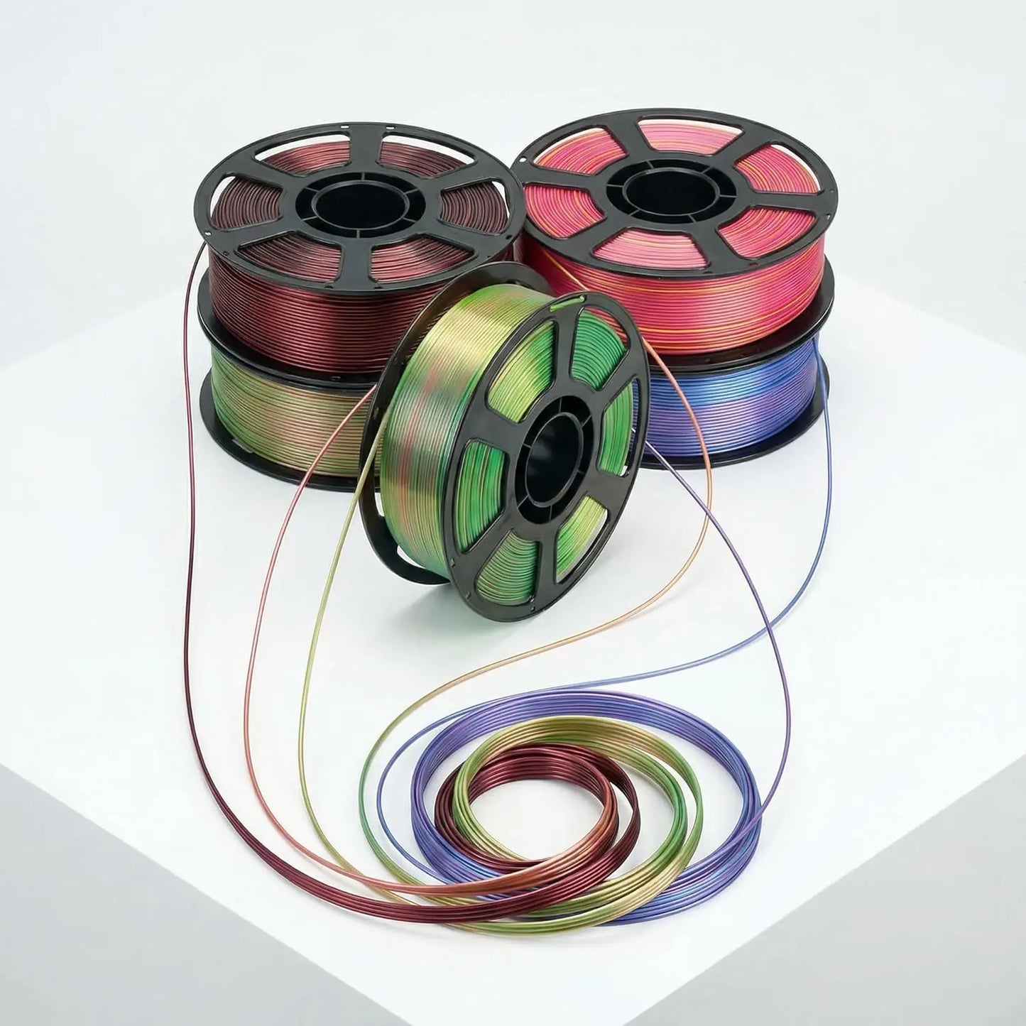 Silk PLA Filament Bundle 4×250g Dual Color Glossy 1.75mm