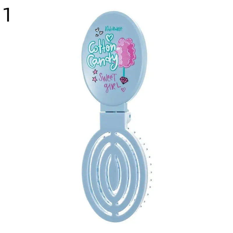 2 In1 Portable Folding Hair Comb With Mirror, Lightweight & Travel-Friendly Perfect Gift For Women & Girls Peaceful Pleasures Health and Wellness 1 Blue