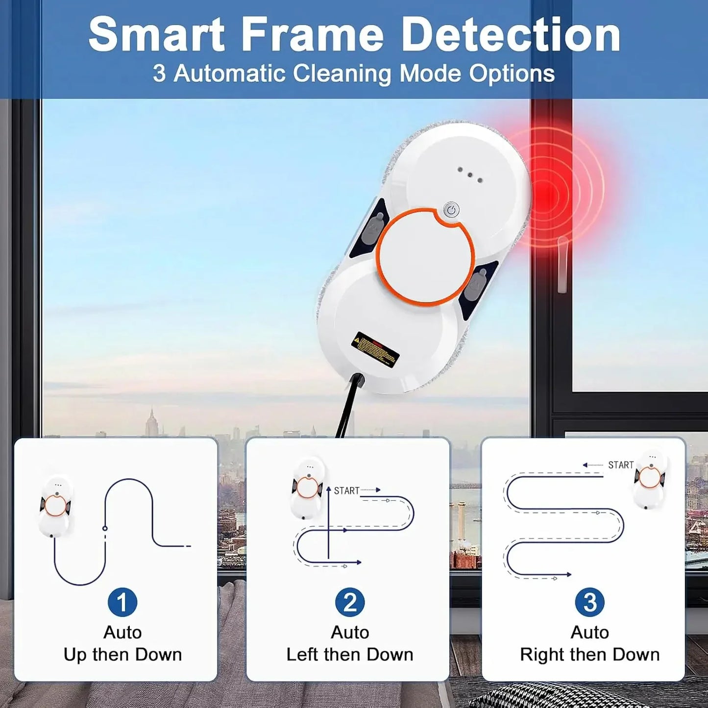 URGGU 3800Pa Robot Window Cleaner with Auto Water Spray