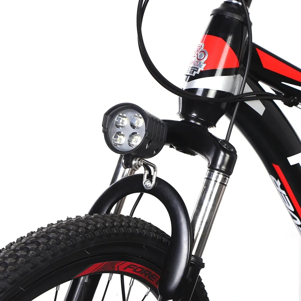 E-Bike Horn Light Electric Bicycle 4 LED Headlight 12W Waterproof 2 in 1 Horn and Light Switch Bicycle Flashlight Peaceful Pleasures Health and Wellness