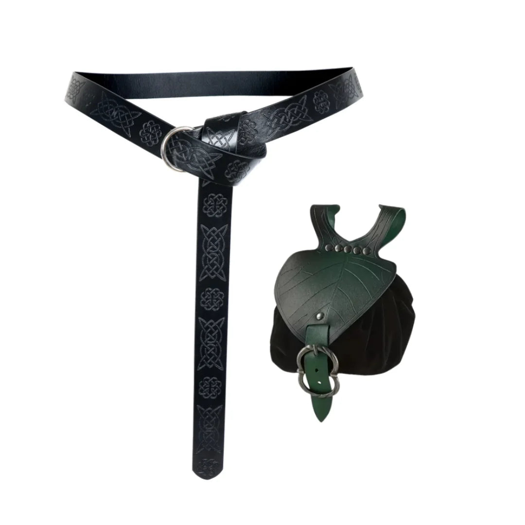 Medieval Waist Bag Retro PU Leather Elf Leaf Copper Coin Belt