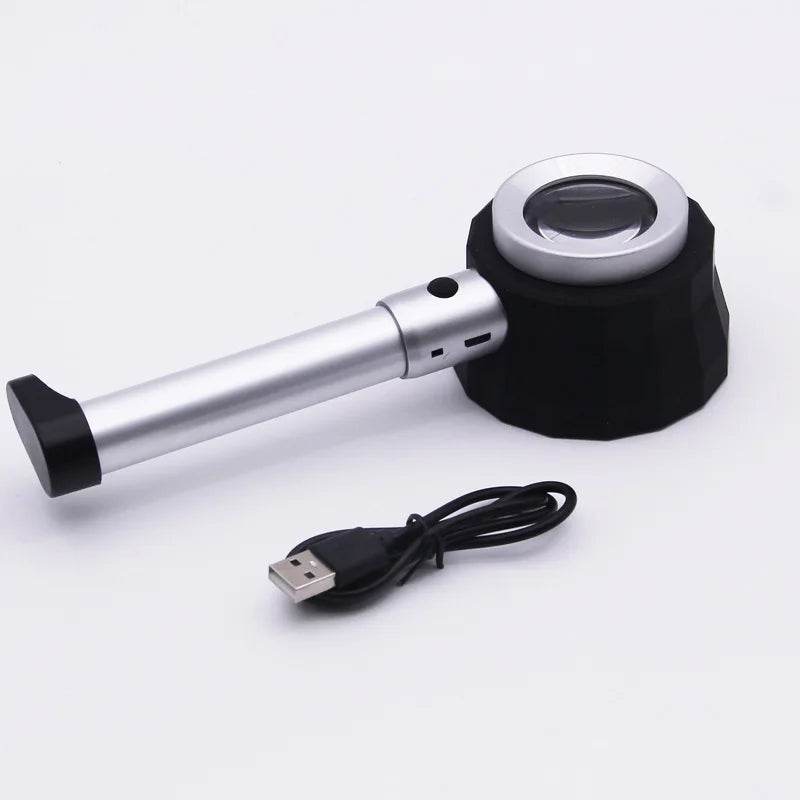 10x High Power Handheld Magnifier Rechargeable Magnifying Glass with 3LED Light for analysis Iridology Repair Reading Jewelry Peaceful Pleasures Health and Wellness