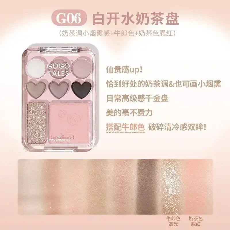 Gogotales Heart Eyeshadow Palette – Purple Peach Shimmer Blush