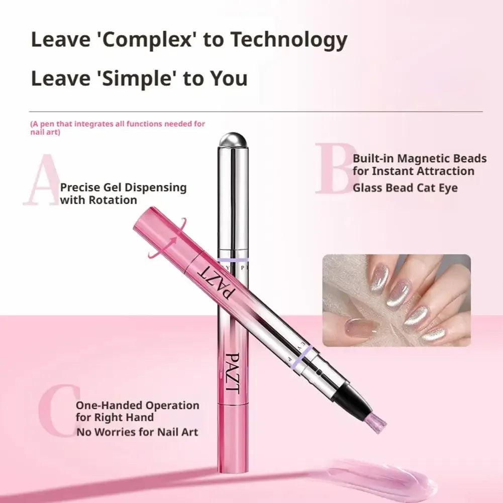 Professional Cat Eye Gel Nail Art Pen with Tiny Magnetic Beads, Nude Color Cat Eye Effect Design, for Beginners Daily DIY Tools Peaceful Pleasures Health and Wellness