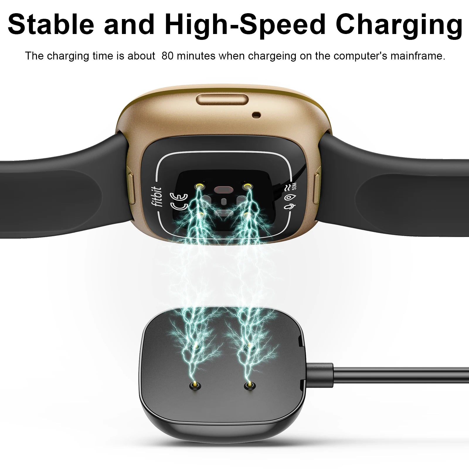 Magnetic USB Charger for Fitbit Versa 4, Versa 3 & Sense Peaceful Pleasures Health and Wellness