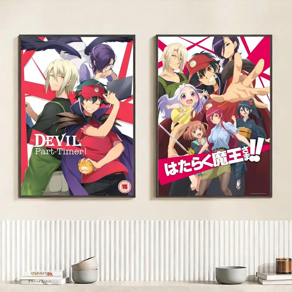 Anime T-The Devil Is a Part-Timer! Poster HD Self Adhesive Waterproof Wall Art Ideal for Home Office Dorm Bedroom Great Gift Peaceful Pleasures Health and Wellness