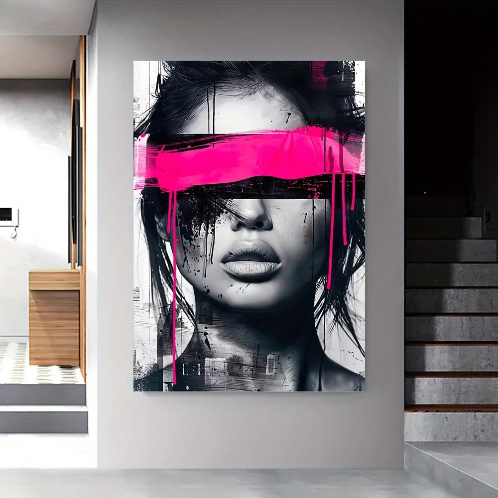 Abstract Woman Portrait Art Abstract Woman Unique Graffiti Portrait Canvas Art - Frameless for Living Room and Bedroom Decor Peaceful Pleasures Health and Wellness ZLH3227 30x45cm No Frame