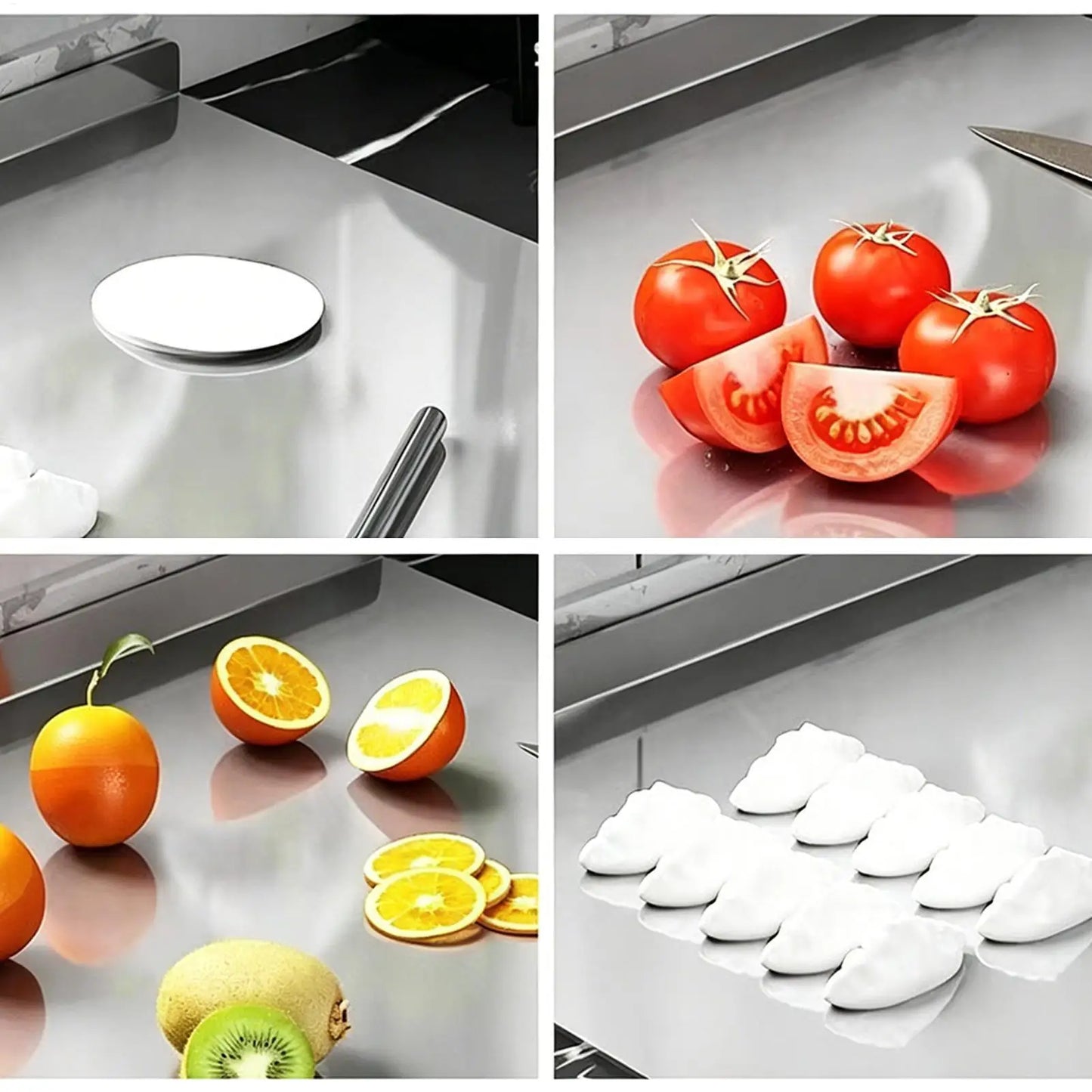 Stainless Steel Cutting Board with Lip Large Stainless Steel Non-Slip Chopping Tool Countertop Cutting Board for Raw Cooked Peaceful Pleasures Health and Wellness