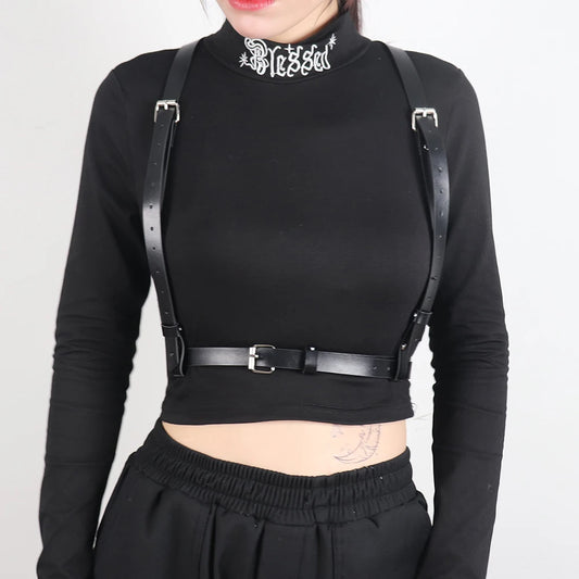 UYEE Underbust Corset Strap Punk Harness Belt PU Leather Bra Rave Peaceful Pleasures Health and Wellness