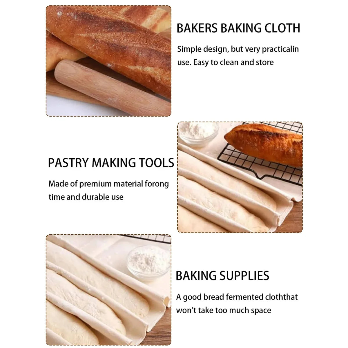 Premium Natural Cotton Dough Proofing Cloth, Versatile, Reusable Canvas Fermentation Cloth, Perfect for Proofing Baguettes Peaceful Pleasures Health and Wellness