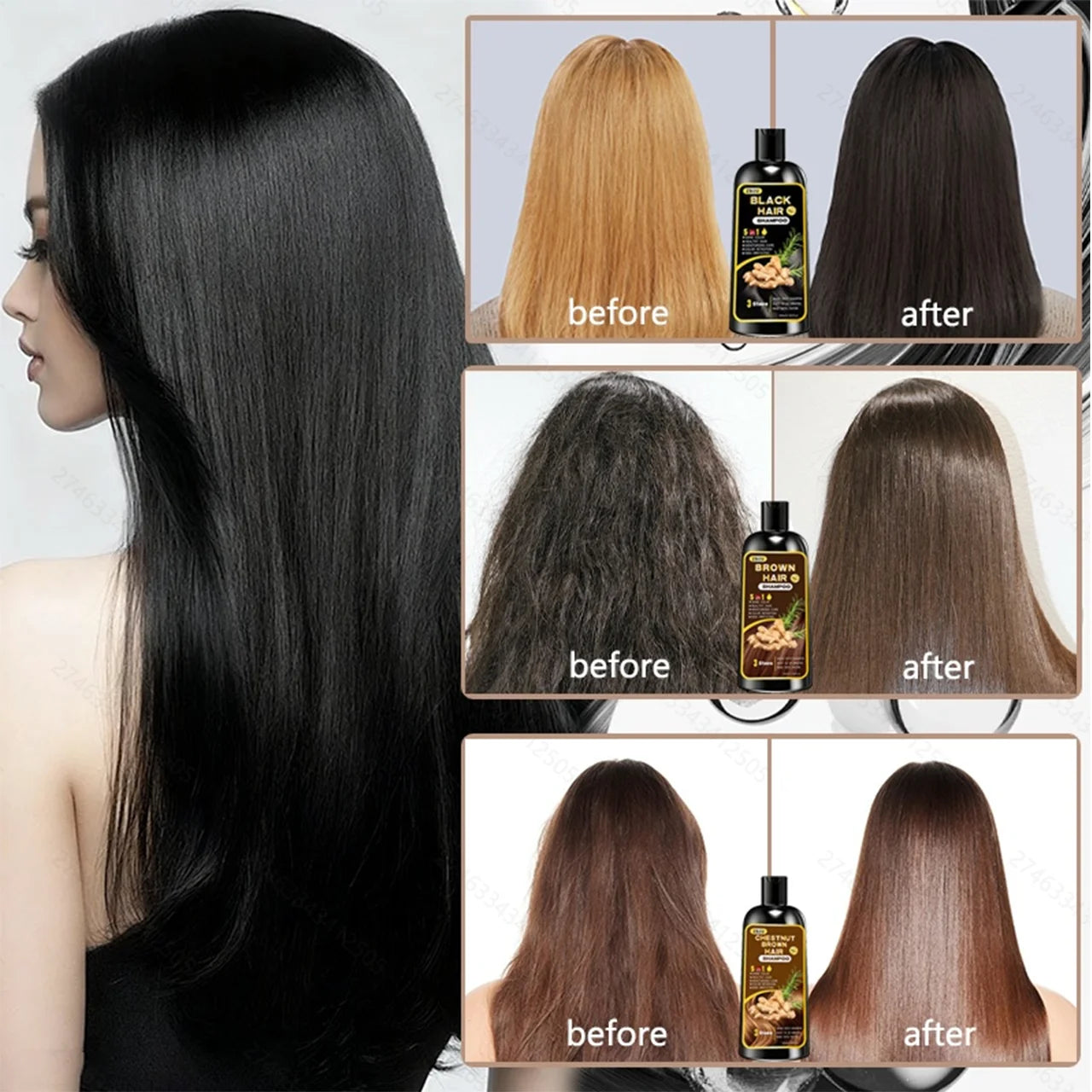 5-in-1 Ginger & Biotin Hair Dye Shampoo | Long-Lasting Gray Coverage, Strengthening & Nourishing Formula Peaceful Pleasures Health and Wellness