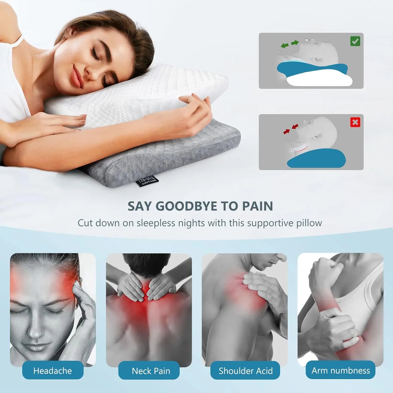 Adjustable Memory Foam Cervical Pillow – Butterfly Shape, CertiPUR-US Peaceful Pleasures Health and Wellness