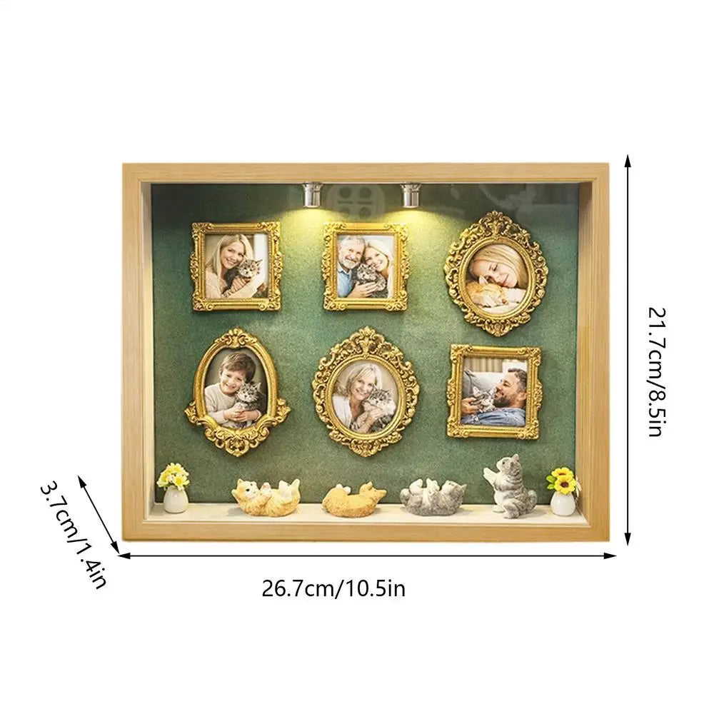 Mini Shadow Boxes Photo Album Display Miniature Figurines Travel Shadowes Box for Family Friends Adults Women Home Indoor Office Peaceful Pleasures Health and Wellness China Mainland Wood