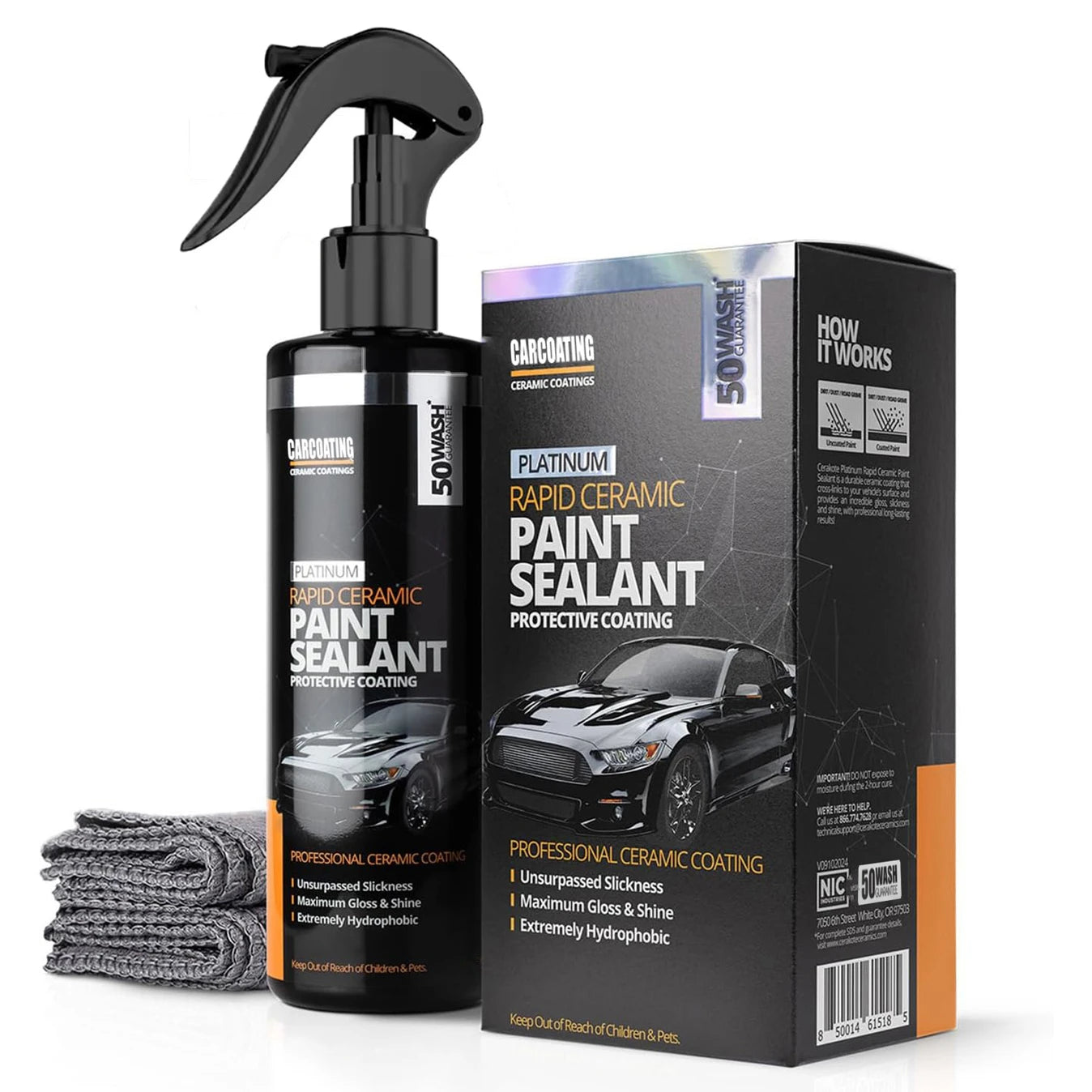 Platinum Rapid Ceramic Paint Sealant Spray Maximum Gloss Shine Extremely Hydrophobic Unmatched Slickness Ceramic Spray Coating Peaceful Pleasures Health and Wellness 300ml set