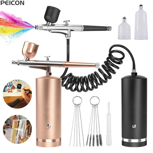 Airbrush with Compressor Portable Airbrush Painting Mini Spray Gun for Model Tattoo Paint Spray Gun Airbrush Kit with Compressor Peaceful Pleasures Health and Wellness
