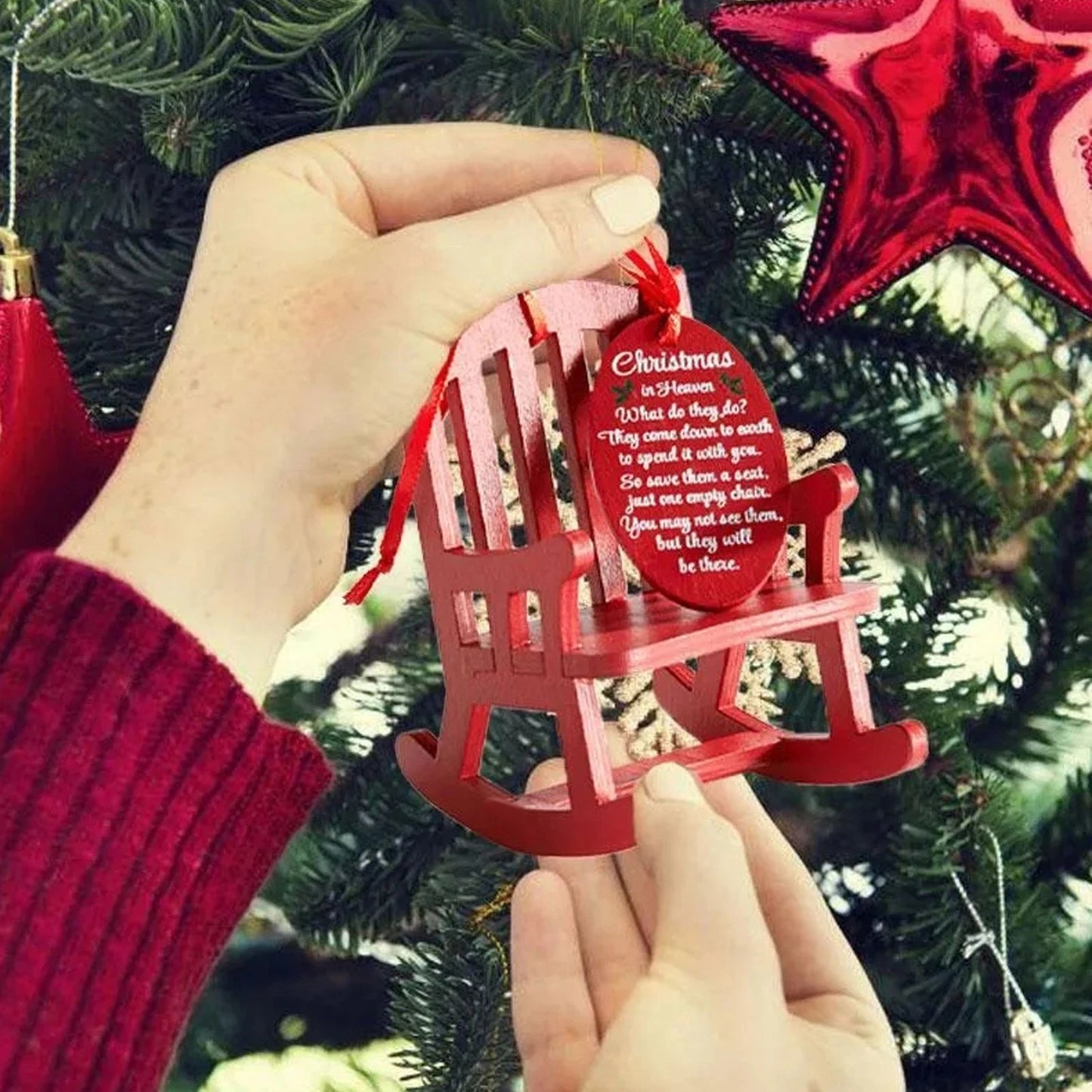 Christmas In Heaven Memorial Ornament Mini Wooden Rocking Chair with Meaningful For Christmas In Heaven Peaceful Pleasures Health and Wellness