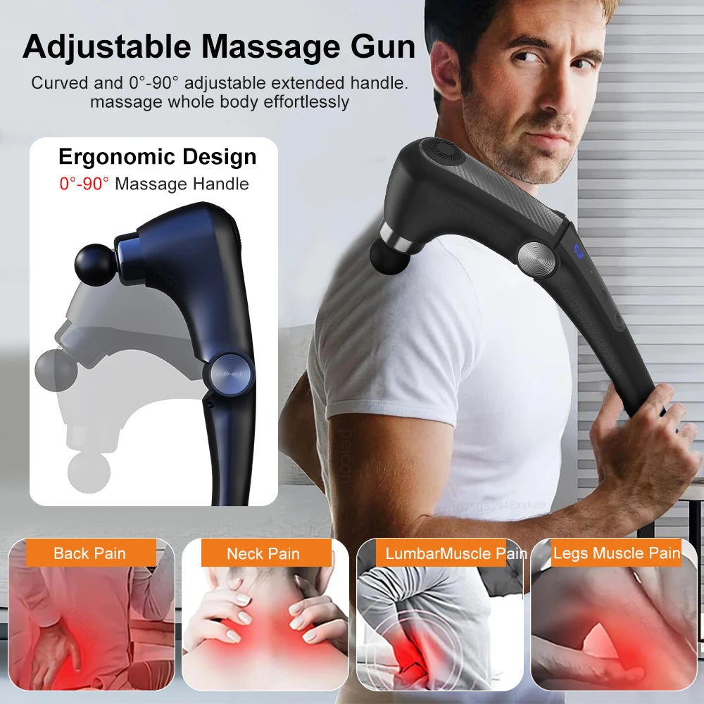 Fascia Massage Gun Shoulder Massage Machine Electric Muscle Massager Gun High Frequency Back Waist Neck Body Massage with Handle Peaceful Pleasures Health and Wellness