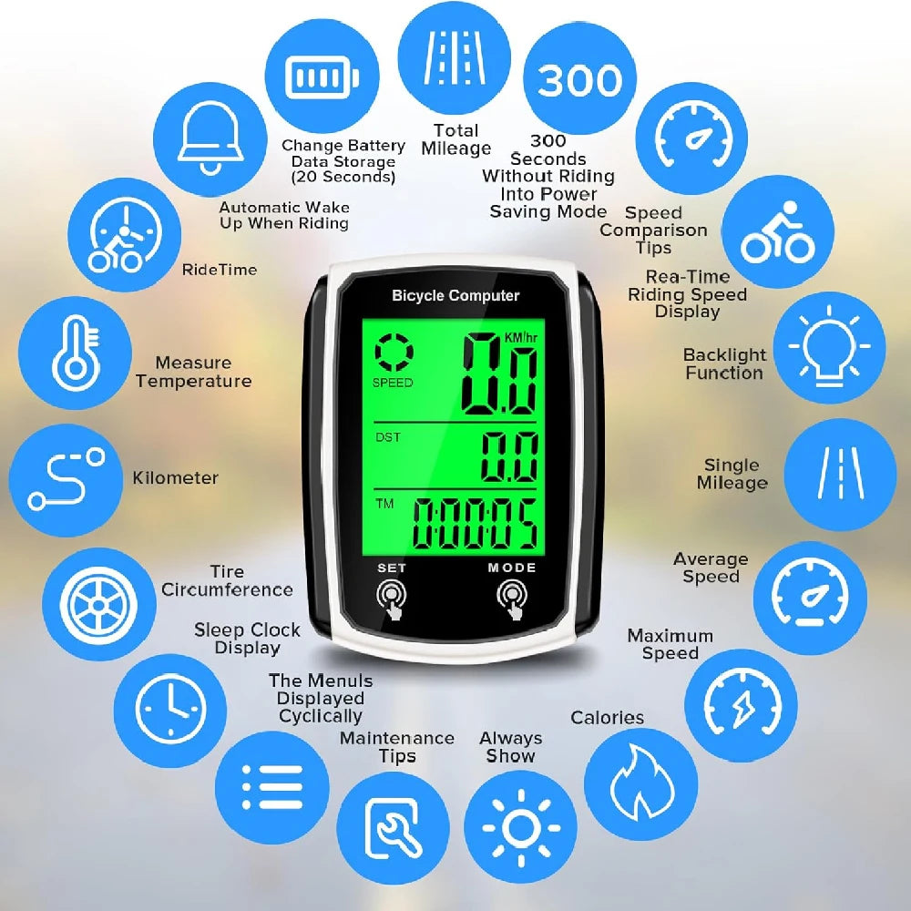 1PCS Bike Computer Wired, Waterproof Bicycle Odometer MPH/KM/H, Touch Sensor Switch Big Digital LCD, Automatic Wake-up for Bike Peaceful Pleasures Health and Wellness