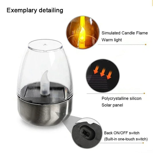 LED Solar Flameless Candle Lights – Waterproof Outdoor Garden Solar Candle Light Peaceful Pleasures Health and Wellness 2 pc