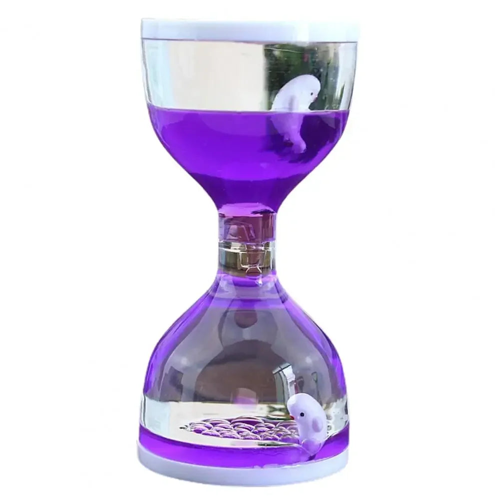 Creativity Oil Drop Hourglass Craft Ornament with Animal Large Cup Drop Funnel Dynamic Oil Leakage Toy Gift Student Shop Gifts Peaceful Pleasures Health and Wellness PURPLE