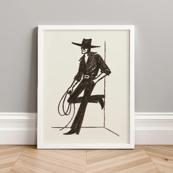 Western Cowboy Cowgirl Line Poster Retro Southwestern Rodeo Fashion Ranch Canvas Painting Wall Art for Living Room Home Decor Peaceful Pleasures Health and Wellness 6 20x30cm