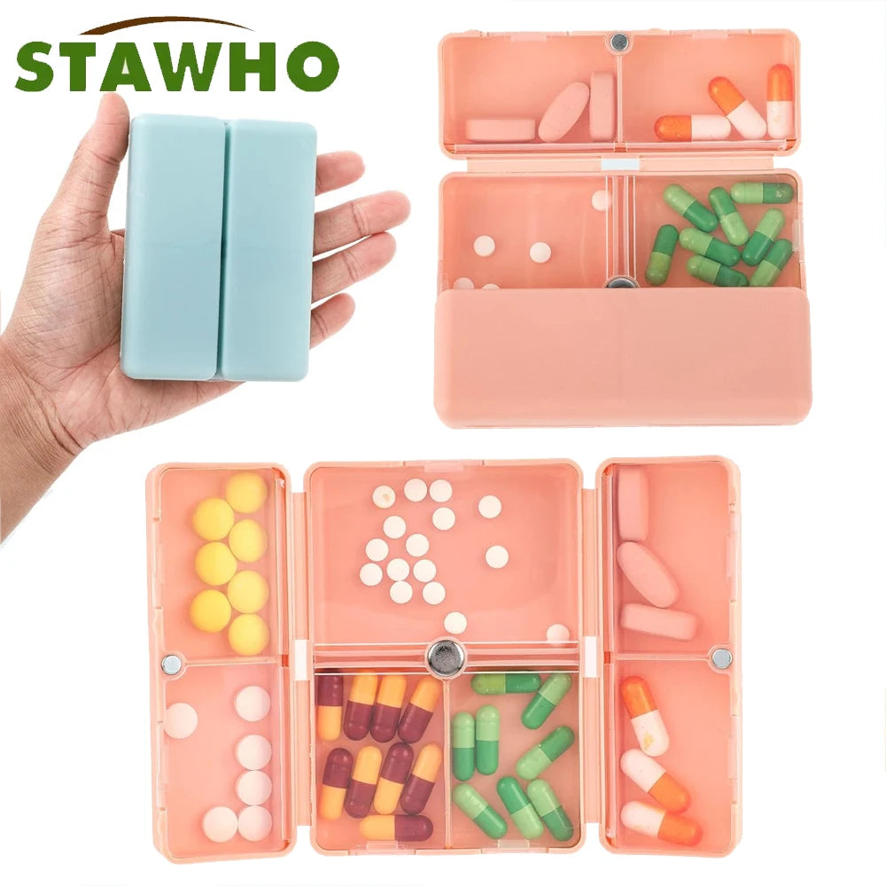 Magnetic Foldable Weekly Pill Organizer,7 Compartments Portable Travel pill Case,Small pill Box for Purse Pocket to Hold Vitamin Peaceful Pleasures Health and Wellness