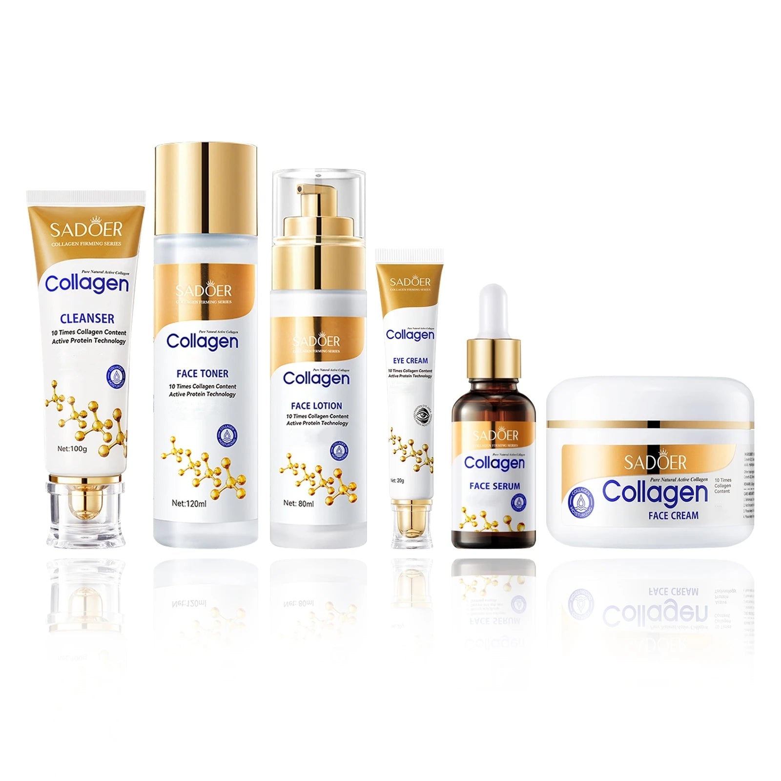 Collagen Skin Care Set for Women - 6Pcs Facial Bundle Peaceful Pleasures Health and Wellness Collagen Set
