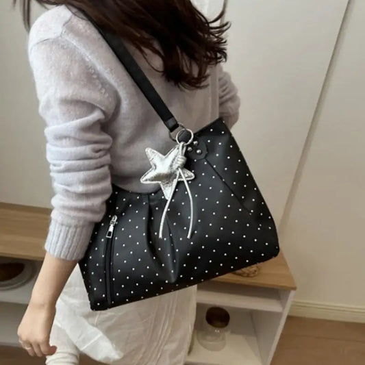 Vintage PU Polka Dot Tote Bag – Large Women's Shoulder Bag Tote Shoulder Bag Oasis Select