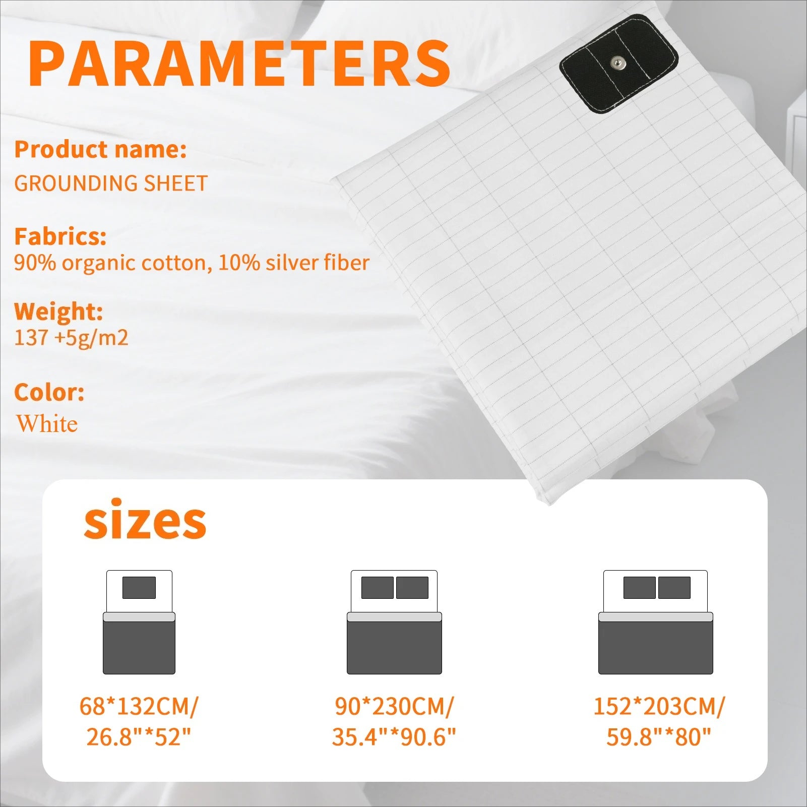 90% Cotton 10% Silver Fiber Bedsheet Grounding Mat Conductive Antistatic Health Improve Sleep Release Stress Peaceful Pleasures Health and Wellness
