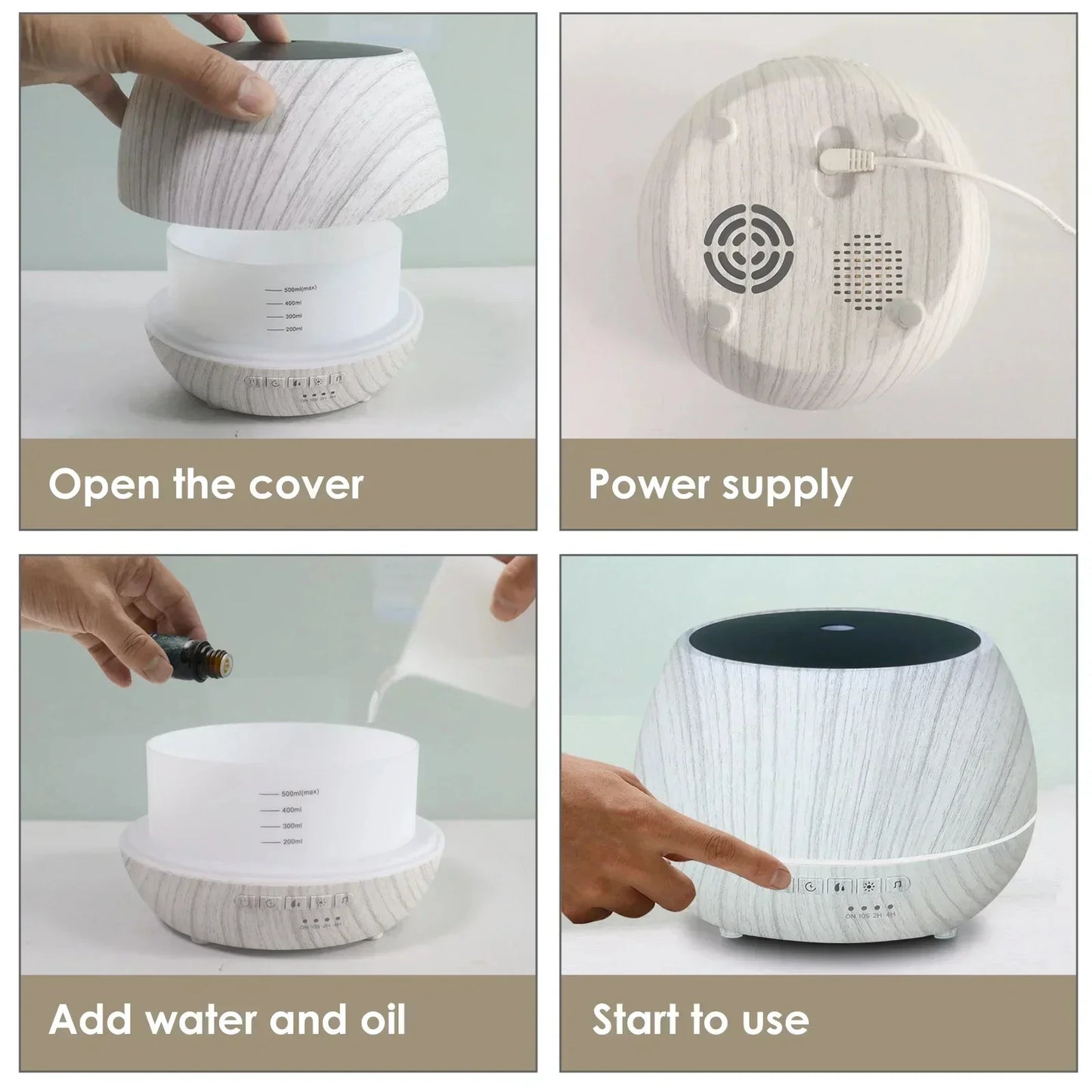 Tuya Smart WiFi Humidifier Aromatherapy Essential Oil Diffuser 500mL 7 Color LED Night Light Work for Alexa Google Home Peaceful Pleasures Health and Wellness