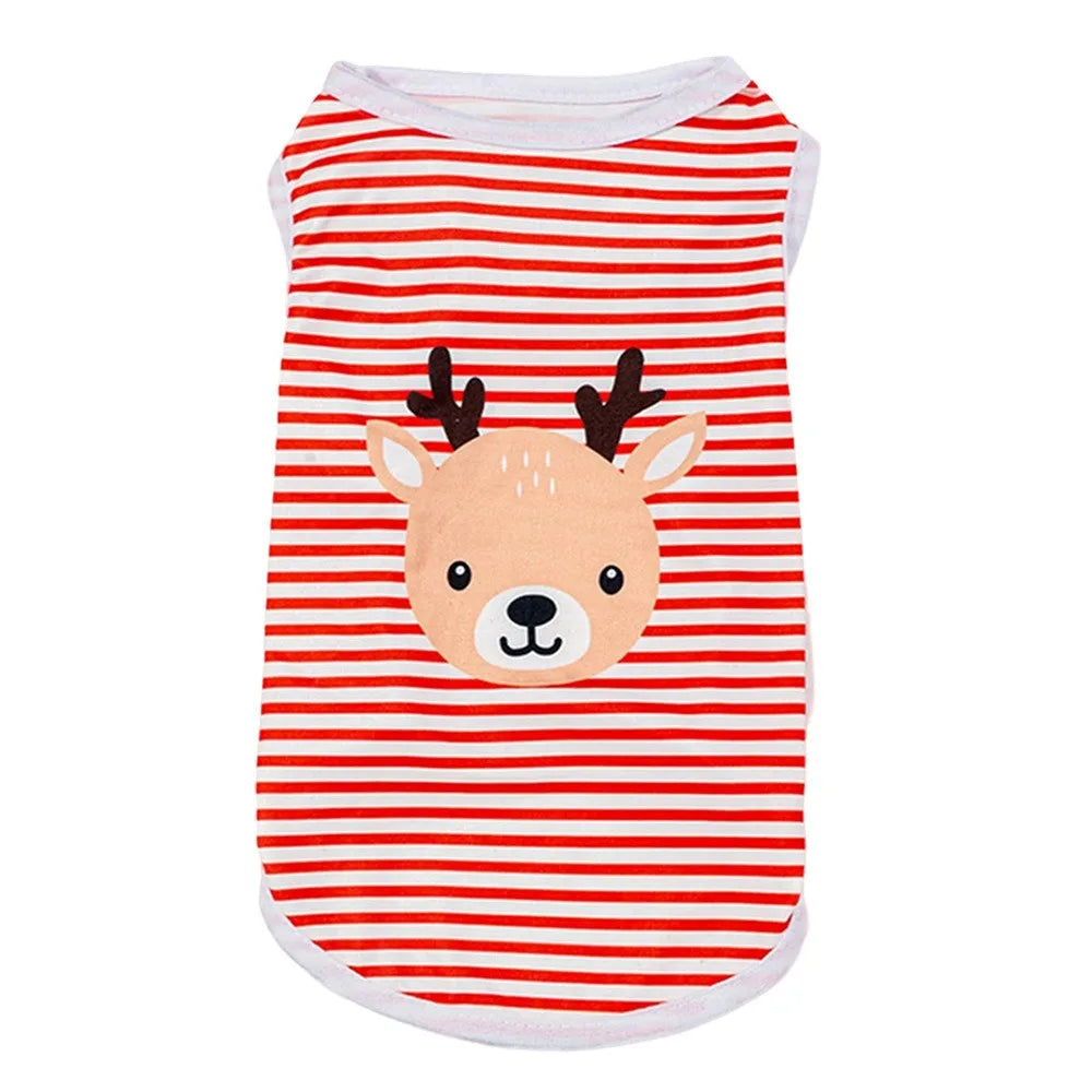 Cute Summer Puppy Sleeveless Vest Cartoon Soft Small Dogs Pullovers Casual Breathable Kitten T-shirts for Small Medium Dog Peaceful Pleasures Health and Wellness Red S
