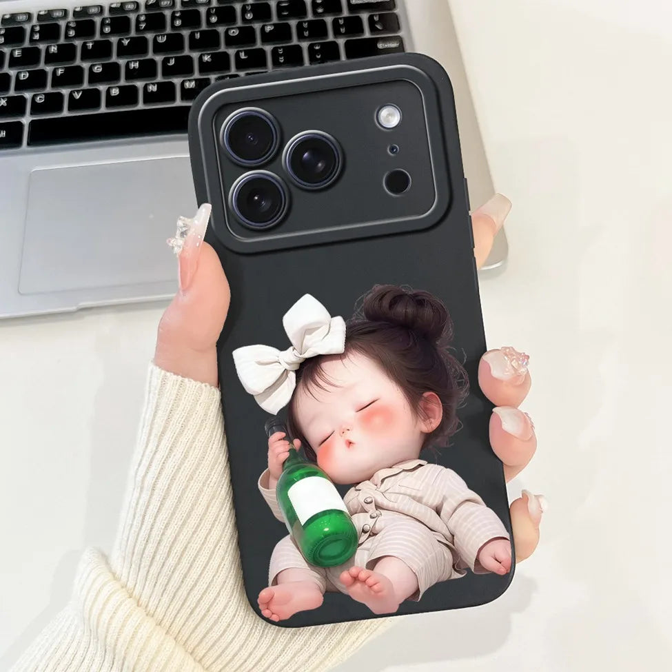 iPhone 17 Pro Silicone Case | Cute Kawaii Floral Painted Cover
