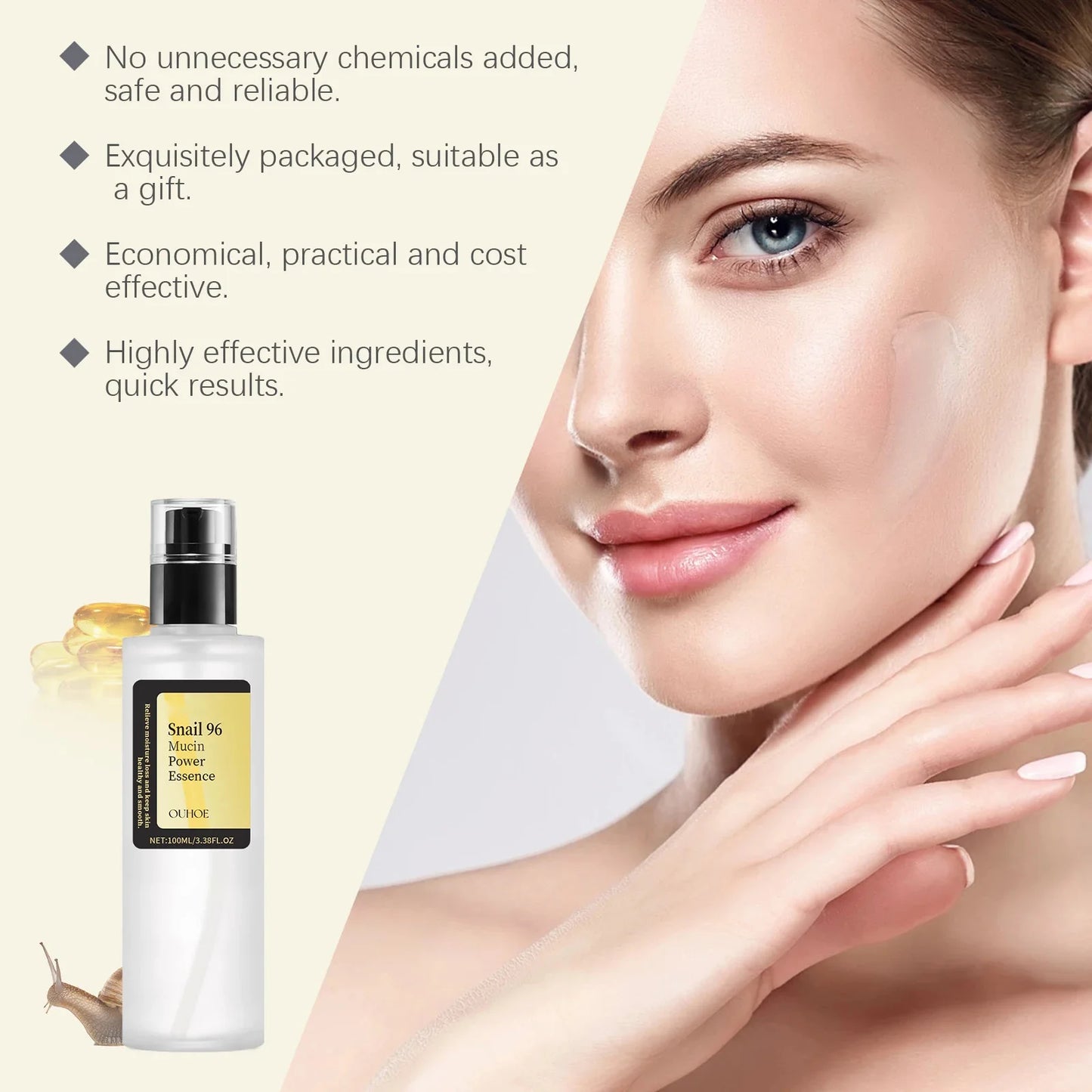 Snail Mucin 96% Face Cream, Essence & Cleanser – Hydrating Set