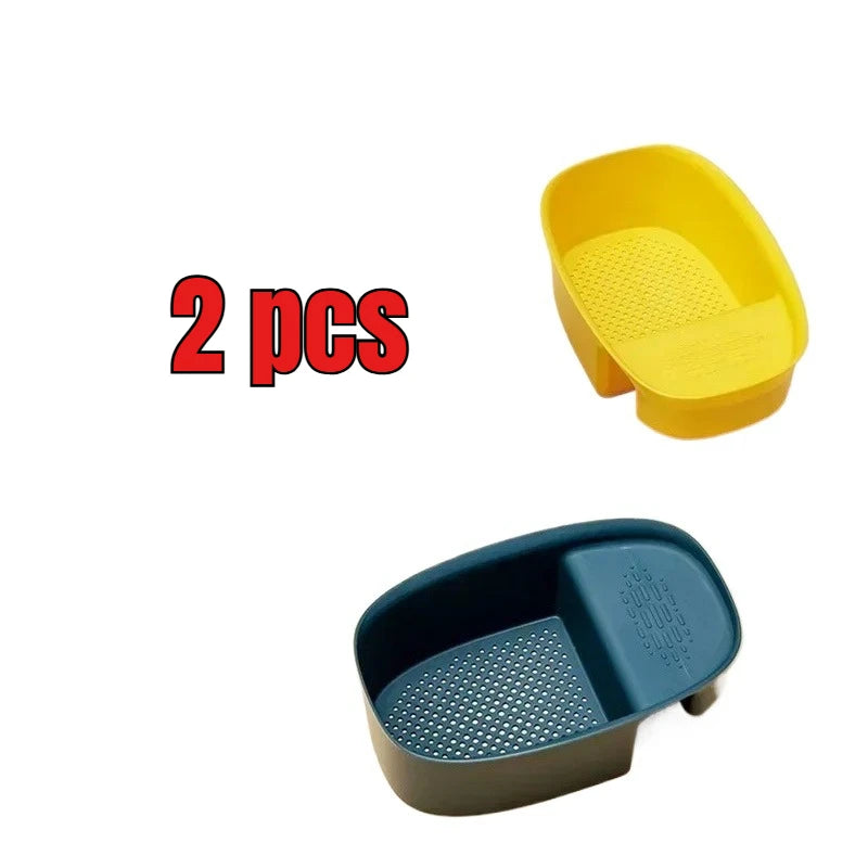1pc-2pcs Collapsible Colander Kitchen Accessories Extendable Strainer Fruits Vegetables Noodle Drain Basket Drainer Over Sink Peaceful Pleasures Health and Wellness 1 yellow 1 blue