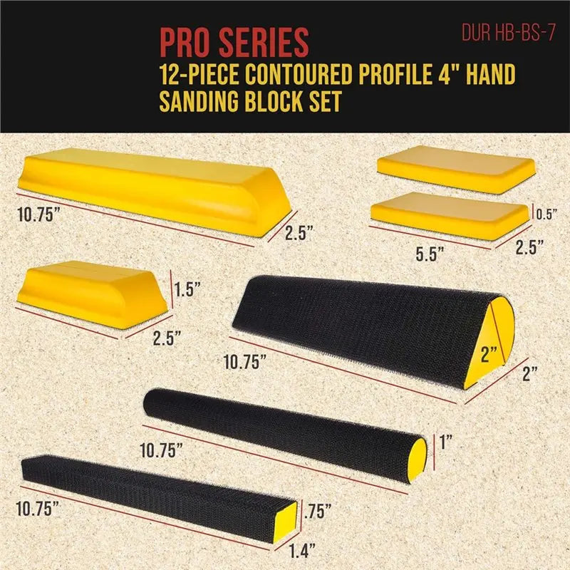 Y51A-Handheld Hook& Loop Sander Pads 7-Piece Hand Sanding Block Set-Flat, Round, Curved, Contoured Rectangle Shapes Peaceful Pleasures Health and Wellness