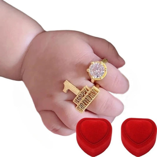 Baby Newborn Photography Prop1st Birthday Baby Zircon Ring Happy Birthday Rings -Toddler Infant 1st Anniversary Gift,ニューボーンフォト Peaceful Pleasures Health and Wellness