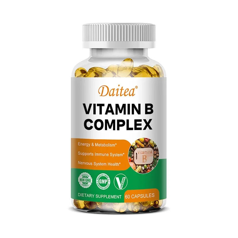 Organic Vitamin B Complex Supports Energy, Immune Health, Antioxidant Supplement - 30/60/120 Vegetarian Capsules Peaceful Pleasures Health and Wellness 60 count-1 bottle