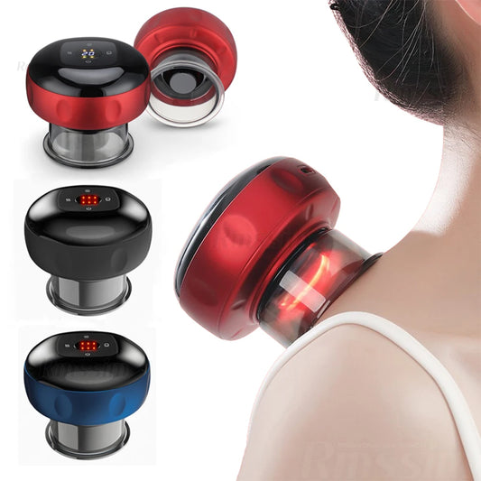 Smart Vacuum Cupper Body Cupping Scraping Massager Electric Heated Suction Cup Device Back Neck Arm Massager Relieve Fatigue Peaceful Pleasures Health and Wellness