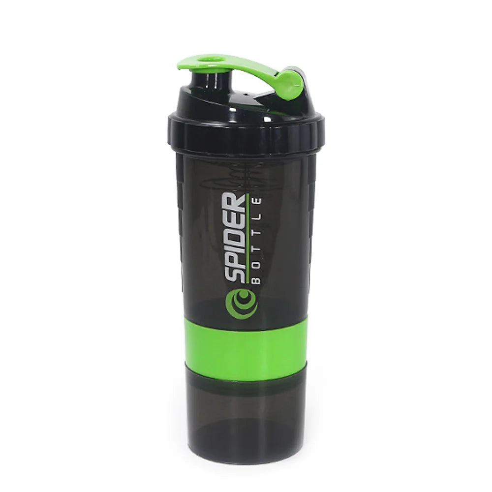 3-Layer Protein Shaker Bottle – Gym Mixing Cup & Water Bottle